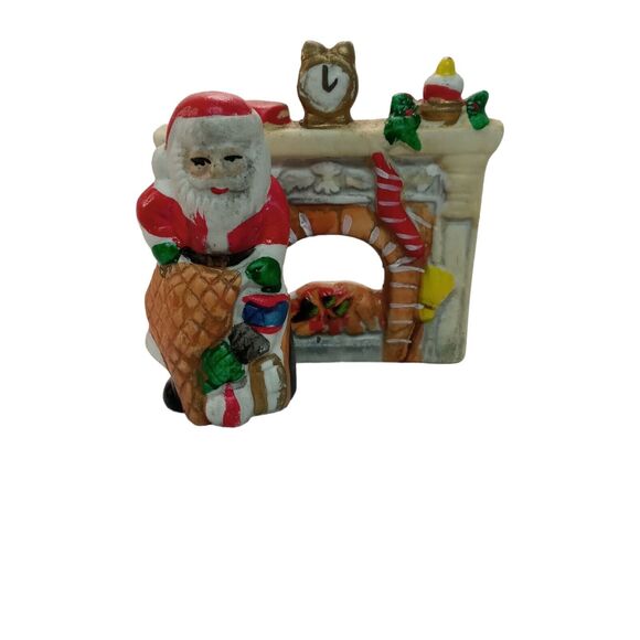 Vintage Santa Tealight Candle Holder Fireplace Toys Nostalgic Christmas Decor - Picture 12 of 12